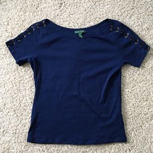 Ralph Lauren size large navy boatneck shirt